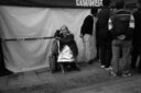 Exhausted demonstrator in Seoul